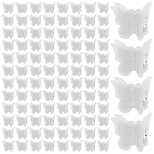 100 Pack Pinzas Mariposa Blancas Mini miniatura 1