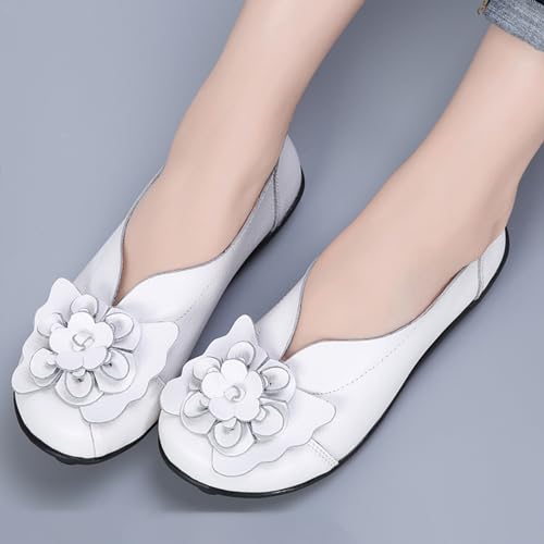 Image of MOYOWEI Women's Leather Slip On Loafers Colorful Flat Shoes