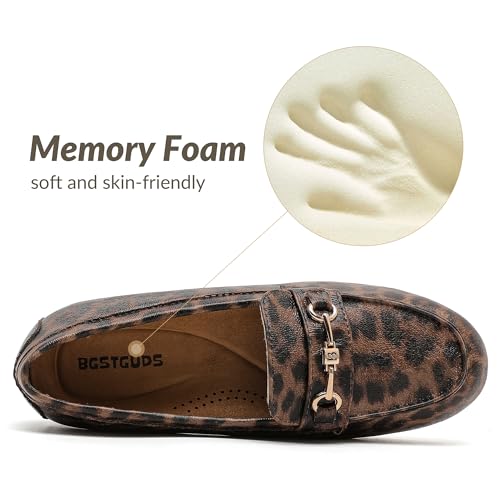Image of BGSTGUDS Women's Wide Loafers Shoes Cute Dressy Shoes Ladies Comfort Slip Ons Work Shoes