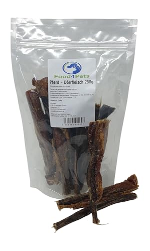 Food4Pets Pferde Dörrfleisch 250g – Schonend Getrockneter Kausnack für Hunde, Ideal für Allergiker
