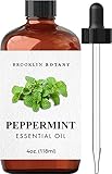 Brooklyn Botany Peppermint Essential Oil – 100% Pure and Natural – Therapeutic Grade Essential Oil with Dropper - Peppermint Oil for Aromatherapy and Diffuser - 4 Fl. OZ
