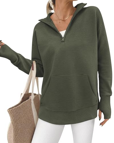 BTFBM Sweaters for Women Fall Clothes 2025 Pocket Quarter Zip
