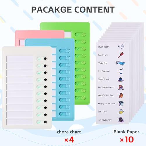 Image of Aleric 4 Pieces Chores Chart for Kids Chore Chart, Sliding Routine Chart to Do List, My Chores RV Checklist Task Planning Board for Kids and Adults, ADHD Tools Routine Visual Schedule Reminder