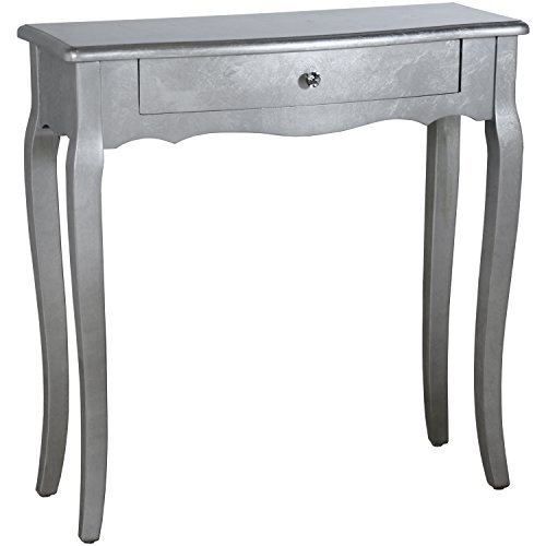 DONREGALOWEB Recibidor - Mesa de Entrada con 1 cajón de Madera en Color Plata
