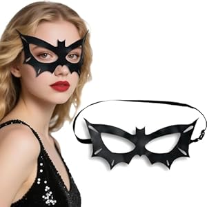Batman Maske für Erwachsene, PU-Leder Batman Maske für Frauen & Männer, Batgirl Batwoman Batman Augenmaske, Halloween Kostüm Cosplay Zubehör