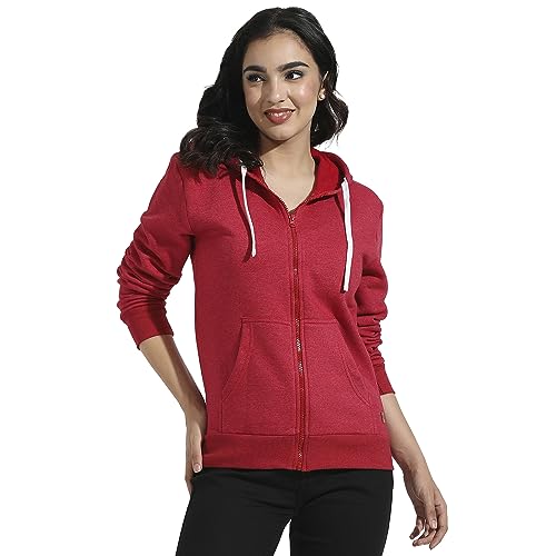 Image of PINACOLADA Women's Zip-Front Hoodie with Angled Open Pockets for Casual Wear | Hooded Neck | Long Sleeve | Zipper Closure | Cotton Sweatshirt Crafted with Comfort Fit for Everyday Wear