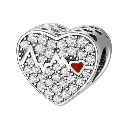 Abalorio de corazón y electrocardiograma Les Folies, el regalo de plata perfecto