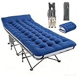 Yaheetech Folding Camping Cot Portable Outdoor Bed for Adults w/Mat & Storage Bag & Carry Bag, Heavy Duty Cots for Outdoor Travel & Office/Home Nap Gray Cot/Blue Pad
