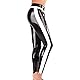 Kangxinsheng Schwarz Latex Hose für Männer mit Weißen Seitenstreifen,Mode Latex Leggings,Geeignet für Club Cosplay Kostüme-XXL
