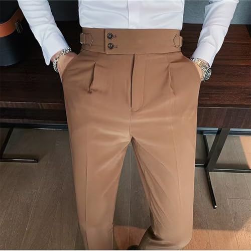 Mixgent Pants for Men,Quick Dry Pleated Dress Pants,Mens Business High Waisted Stretch Classic Fit Straight Trousers4