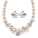 Produktbild Unbekannt Halskette und Ohrstecker, rosafarbener Amethyst-Kristall, Blumen-Design, Rotgold, 40 cm lang, 9 cm Verlängerung, in Geschenkbox