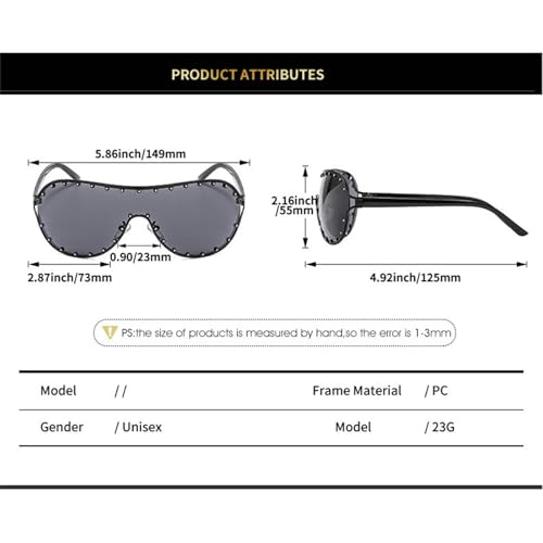 helena Oversized Pilot Sunglasses Women Fashion One Piece rivetSun Glasses Mask Goggle Trendy Metal Frame Oval Shades S673