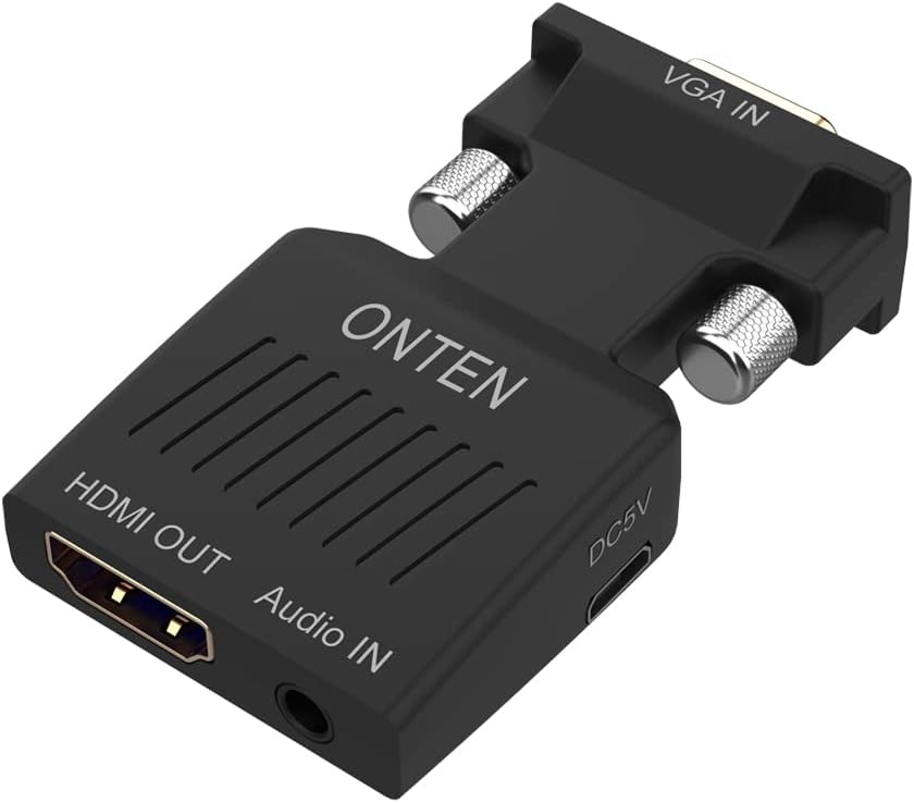 VGA to HDMI Adapter, 1080P VGA Male to HDMI Female Audio Video Cable Converter Adapter for Computer, Desktop, Laptop, PC, Monitor, Projector, HDTV,(Black)