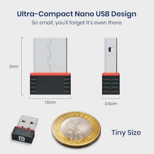 Image of Portronics BlueFi Nano USB Wi-Fi & Bluetooth Adapter, Dual-Band 2.4GHz (200 Mbps) /5GHz (450 Mbps) up to 650Mbps, IEEE 802.11 b /g /n /ac, Plug & Play, for PC & Laptop, Compatible with Windows 10 & Above