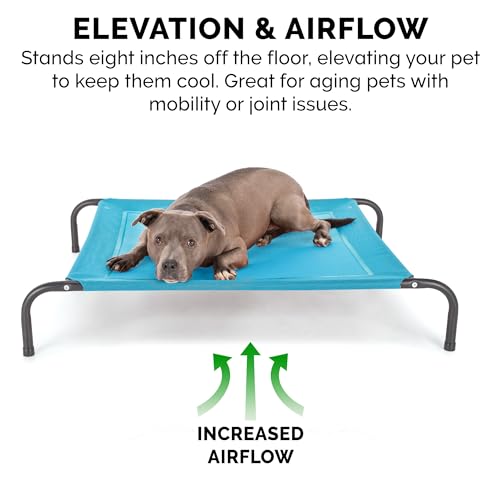 Image of FurHaven Elevated Pet Cots - Cooling & Breathable Nylon Mesh Hammock for Small Dogs & Cats /Easy-to-Assemble / / Durable and Reinforced /Perfect for Rest & Relaxation Outdoors - Capri Blue, Small