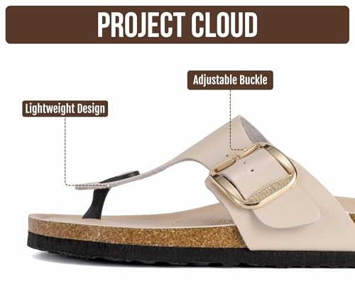 Image of Project Cloud Womens Sandals 100% Genuine Leather Thong Sandals for Women - Memory Foam Insole Women Sandals - Non-Slip Flip Flops for Women - Lightweight Sandals Women Footwear 2026