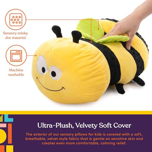 Special Supplies Bumble Bee Sensory Vibrating Pillow, Pressure Activated for Kids and Adults, Plush Minky Soft with Textured Therapy Stimulation Bumps. Size: 11 by 20 inches by Special Supplies - Image 2