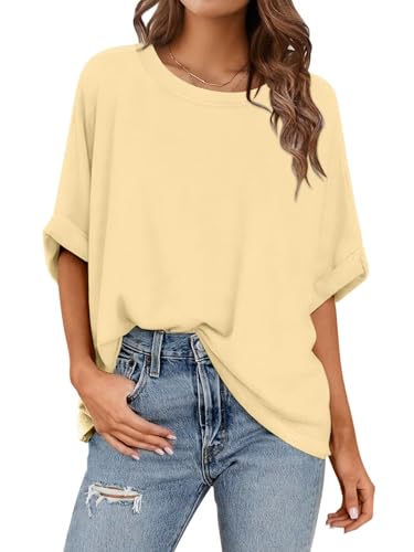 Bliwov 3Pack Women Oversized T-Shirt Short Sleeve Loose Tops Crew Neck Fashion Blouses Summer Outfits Beach Vacation Clothes2