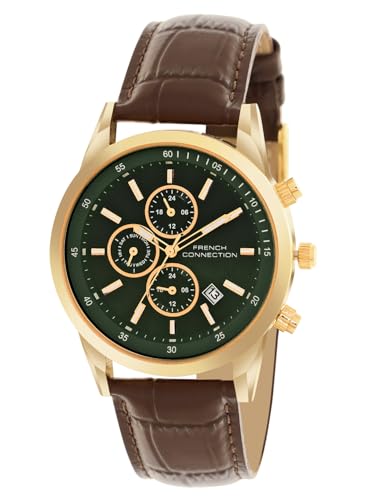 Image of French Connection Cedric Green Round Dial Mens Mult Function Watch FCN093NBL