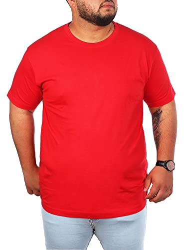 Young & Rich Herren Übergröße Uni Basic T-Shirt mit Rundhals Ausschnitt einfarbig Round Neck Tee Big Size optimierte Moderne Passform, Grösse:7XL, Farbe:Rot Cover