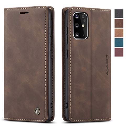 Étui en cuir magnétique Samsung Galaxy S20 Plus portefeuille couleur café