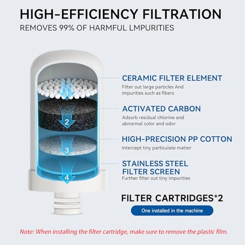 Water Filter for Sink Faucet, 304 Stainless Steel Water Purifier for Kitchen Sink, Reduces PFAS, Lead, Chlorine & Microplastics, 350 Gallons Long-Lasting for Kitchen & Bathroom, 2 Filters — view 6