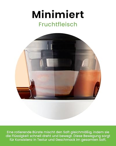 Foto von Hurom Slow Juicer | Entsafter Gemüse und Obst | H320N | Elektrische Kaltpresse | Ruhiger Motor | Leicht zu Reinigen mit Großem Behälter und Siebfilter 2L | 200 Watt | BPA Frei | Schwarz
