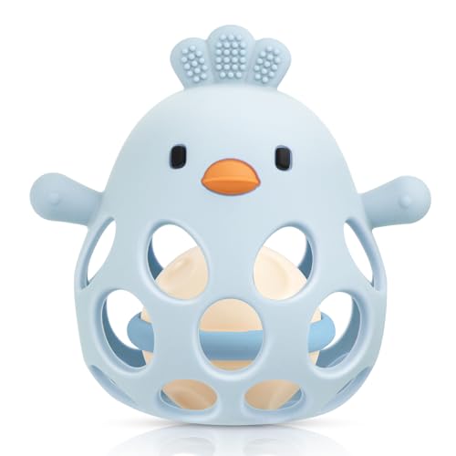 HOTUT Silikon Babyrassel Hühnchen, BPA-frei Spielzeug-Silikon Baby Ball...