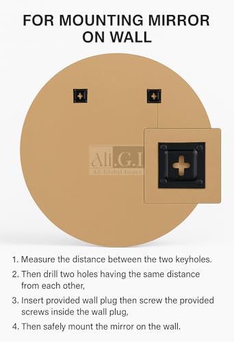 Image of Ali.G.I Vanity Round Wall Mirror | Metal Frame Bathroom Mirror | Classic Design Rose Gold Mirror for Bathroom Wash Basin, Bedroom, Drawing Room -30inches.