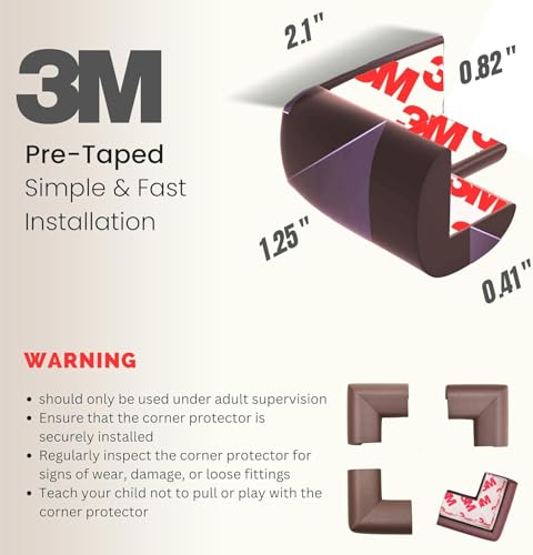 Image of Yakolak 8pc Corner Protector Baby Proof Corners and Edges, Table Corner Protectors for Baby Safety Corner Guards, Baby Proofing Corner Bumpers for Furniture Corner, Rubber Foam 3M. (Brown, Pack of 8)