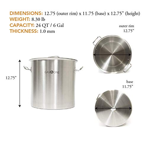 GasOne Stainless Steel Stock Pot with Steamer 6-Gallon with lid/Cover & Steamer Rack, Tamale, Dumpling, Crawfish, Crab Pot/Steamer Thickness 1mm Perfect for Homebrewing & Boiling Sap for Maple Syrup - Thumbnail 3
