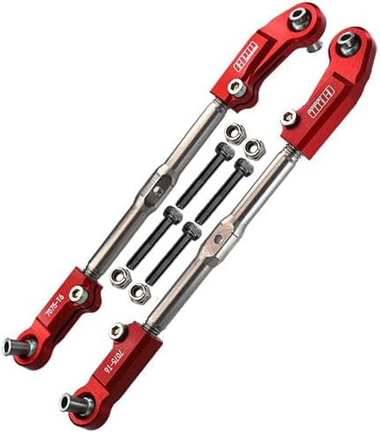 Aluminum + Stainless Steel Adjustable Front Steering Tie Rod for Arrma 1:8 KRATON 6S / RC Talion 6S / Outcast 6S / Electric Talion 6S / Notorious 6S / KRATON 6S V5 / Notorious 6S V5 - Red