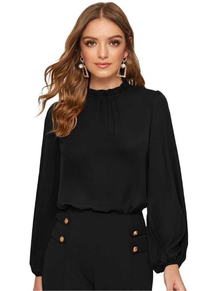 Image of FNOCKS Women's Plain Round Neck Long Sleeve Slip On Cotton Top