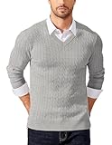 Détails:Ce pull homme classique est de couleur unie,À manches longues, col en V, motif torsadé, finitions côtelées aux poignets et à la taille, facile à associer