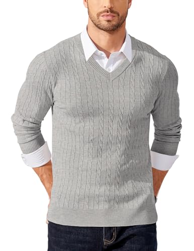 Pull col V hommes gris clair pour un style casual chic au bureau
