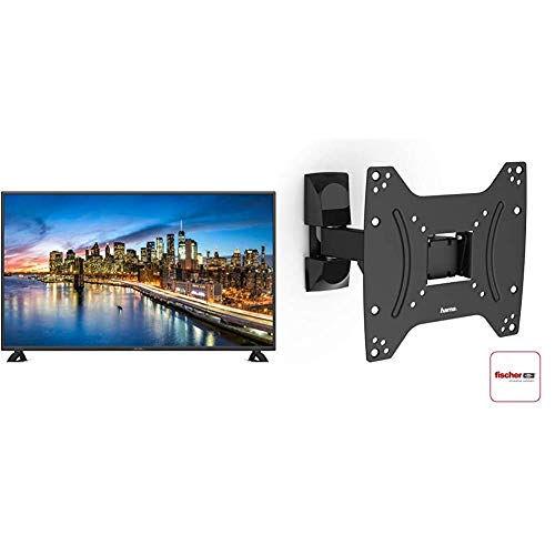 DYON Live 43 Pro 108 cm (43 Zoll) Fernseher & Hama TV-Wandhalterung und Monitorhalterung (vollbeweglich für Fernseher, Monitor von 19-48 Zoll, inkl Fischer Dübel, VESA bis 200x200) schwarz