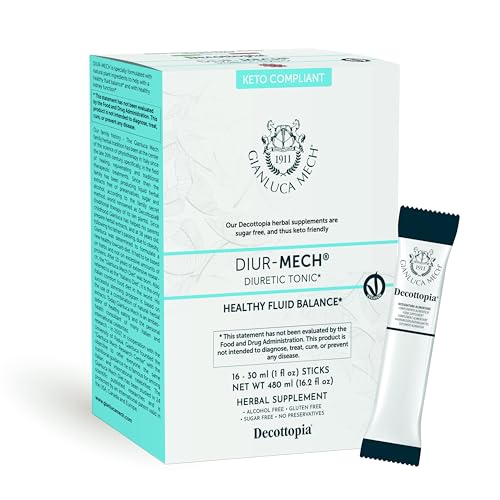 Gianluca Mech - Keto Compliant Diuretic Tonic with Drainage Function of Body Liquids with Horsetail, Diuretic in Sticks, 16x30ml