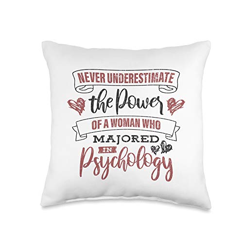 Amusing Psychology Gifts & More Never Underestimate A Woman Psychology Funny Apparel Throw Pillow, 16x16, Multicolor