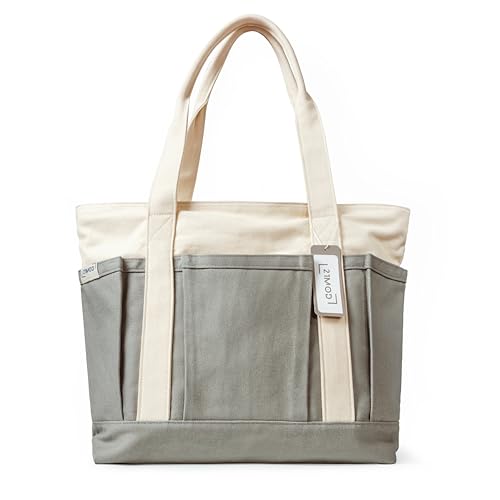 Canvas Tote Bag with Compartments for Women and Men Matched as Carry-on Luggage, for Gym, Laptop, Travel, Beach, Work, Nursing, Teacher