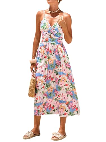 Image of CUPSHE Women's Long Dresses Summer Sleeveless Beach Casual Side Slit Spaghetti Straps Vacation Graduation Midi Dress