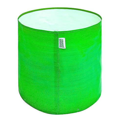 Image of Anandi Green's Premium HDPE Uv Protected 220 GSM Round Shaped Green Colour Plants Grow Bags Suitable for Terrace and Vegetable Gardening (Pack of 3, 15X15 INCH)