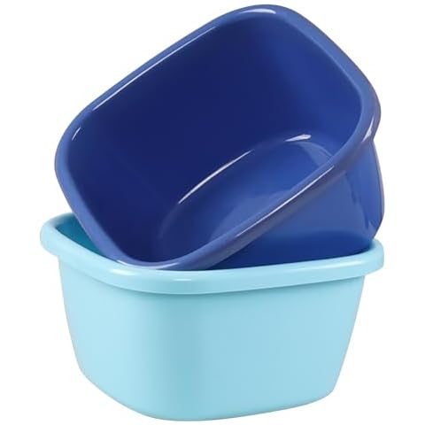 Parlynies 2-Pack Large Wash Basin, 18 Quart Plastic Dish Pan/Wash Tub Cover