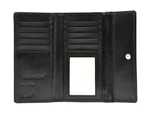 ASHLIN RFID Blocking Ladies Clutch Wallet - 100% Lambskin Napa | Midnight Black [RFIDL5910-07-01], Black, One_Size, SLIM Profile