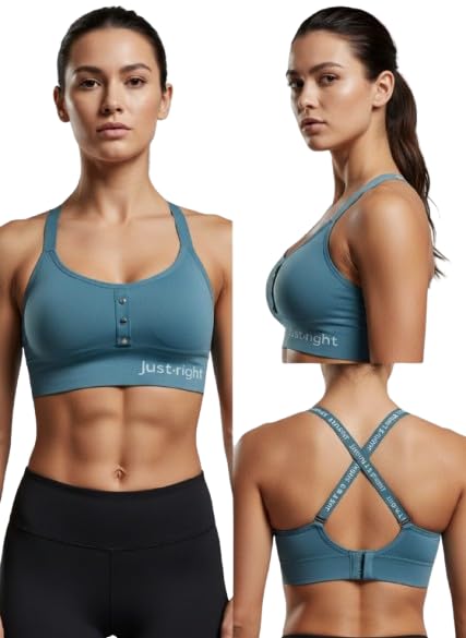 Women's Seamless Sports Bra with Criss Cross Back & Front Button, Wireless Padded Bralette for Yoga, Gym-picture-22