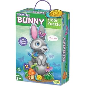 Peaceable Kingdom Shimmery Bunny Shaped 41 Piece Floor Puzzle 3 feet x 2 feet Great Easter Basket Stuffers and Easter Gifts for 3 Year Olds 4 Year Olds Up