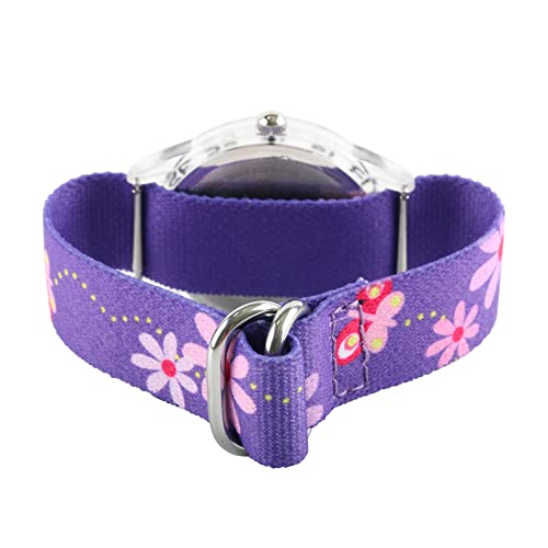 Red Balloon Unicorn Girls' Clear Plastic Time Teacher Watch, Purple Hook and Loop Nylon Strap,WRB0001372