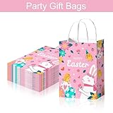 Vanulus 24 Pcs Easter Gift Bag Easter Bunny Egg Paper Bags with Handles Egg Hunt Games Easter Candy Bags Treat Goodies Bag for Easter Party Decor Supplies