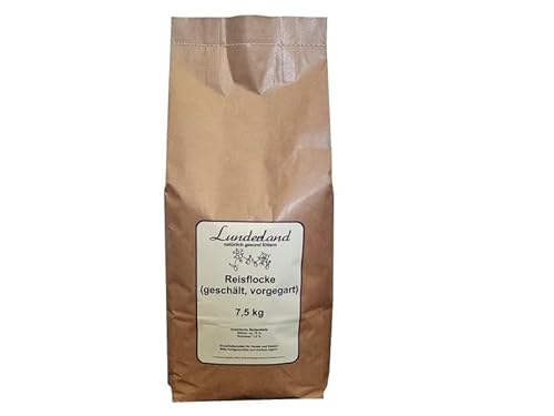 Lunderland Fiocco di riso pre-cotto, sbucciato, 7,5 kg, mangime per