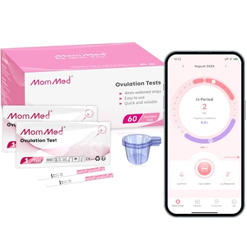 MOMMED Ovulationstest Streifen,60 praktische Ovulation Teststäbchen mit 60 Urin Tassen - Schneller Fruchtbarkeitstest für Frauen - Ovulationstest Streifen 25 mIU/ml