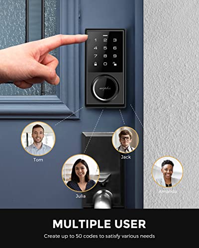 Arpha Electronic Keypad Deadbolt, Keyless Entry Door Lock, Smart Door Locks With Touchscreen Keypad, Auto Lock, Bhma Certificated, Quiet Motor, Easy To Install (Matte Black) #TOP3